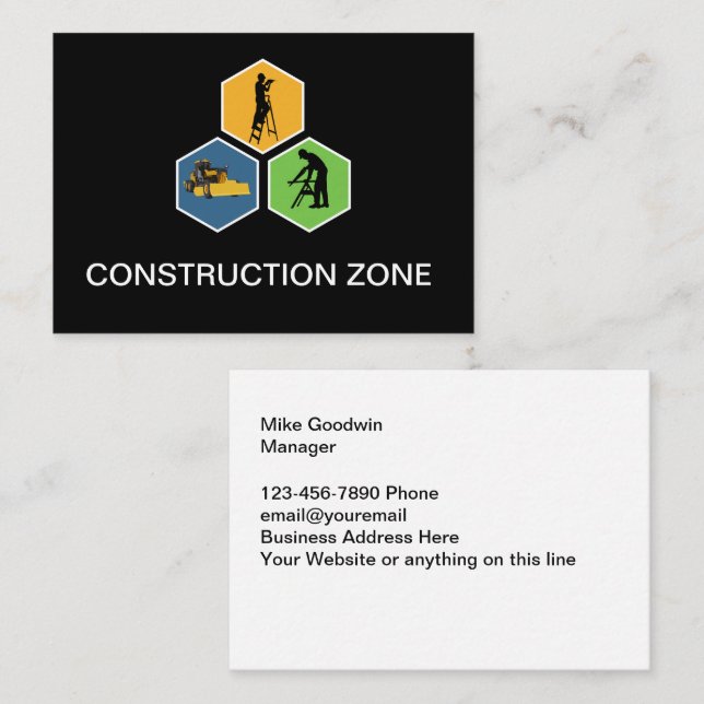 Cool Modern Construction Services Business Card (Front/Back)
