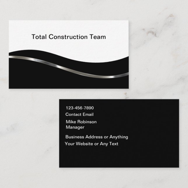 Cool Modern Construction Services  Business Card (Front/Back)