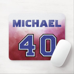Cool modern Custom sport player Red and blue Mouse Mat