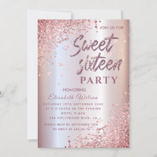 Cool modern diamond luxury rose gold sweet 16 invitation
