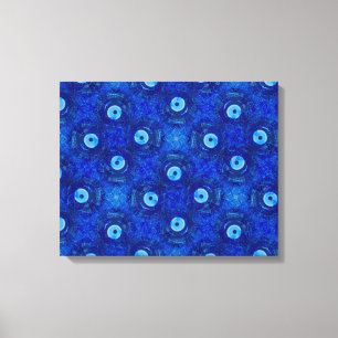 Cool, modern digital art of blue evil eye pattern canvas print