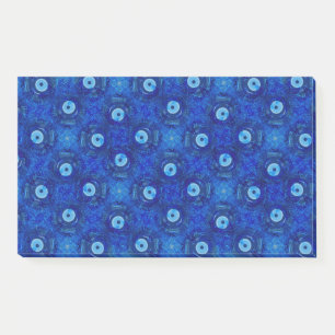Cool, modern digital art of blue evil eye pattern post-it notes