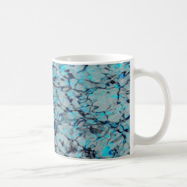 Cool, modern digital art of blue watercolor coffee mug (Right)