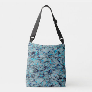 Cool, modern digital art of blue watercolor crossbody bag
