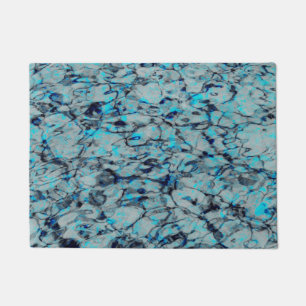 Cool, modern digital art of blue watercolor doormat