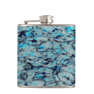 Cool, modern digital art of blue watercolor hip flask