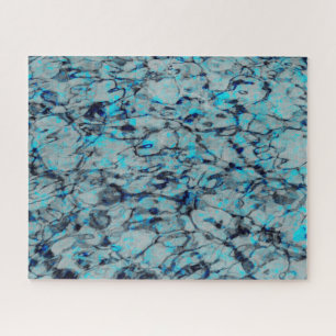 Cool, modern digital art of blue watercolor jigsaw puzzle