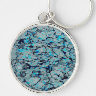 Cool, modern digital art of blue watercolor key ring