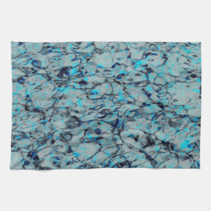 Cool, modern digital art of blue watercolor tea towel