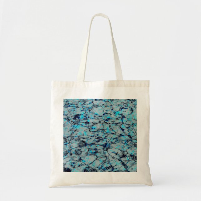 Cool, modern digital art of blue watercolor tote bag (Front)