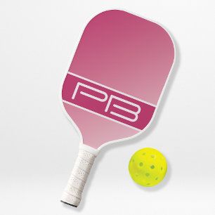 Cool Modern Double Initials Girly Pink Gradient Pickleball Paddle