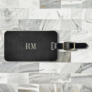 Cool Modern Elegant Black Monogram Address Luggage Tag