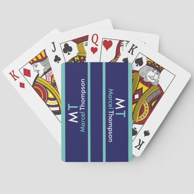 Cool Modern Elegant Blue Playing Cards (Back)