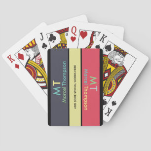 cool modern elegant striped-cards with name playing cards