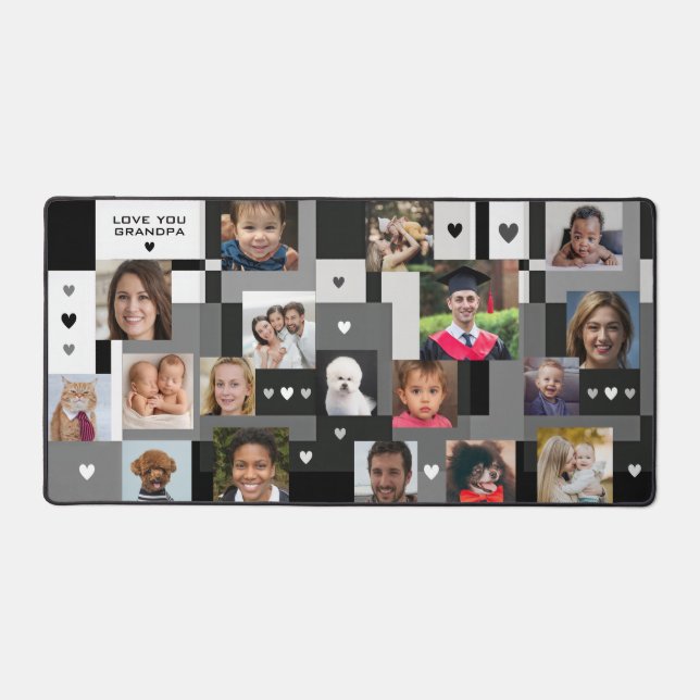 Cool Modern Family Gift 18 Photos Love You Grandpa Desk Mat (Front)