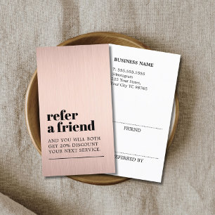 Cool Modern Faux Rose Gold Bold Beauty Salon Referral Card