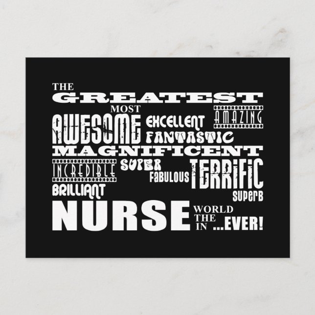 Cool Modern Fun Nurses : Greatest Nurse World Ever Postcard (Front)