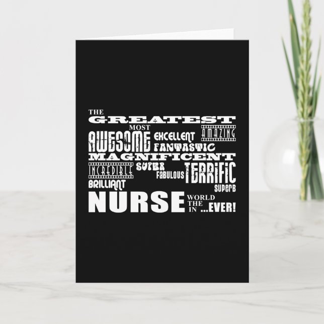 Cool Modern Fun Nurses : Greatest Nurse World Ever Thank You Card (Front)
