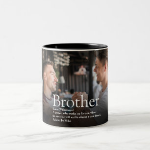 Cool Modern Fun Photo Best Brother Ever Definition Two-Tone Coffee Mug