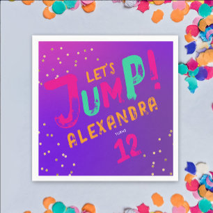 Cool Modern Girl Purple Pink Trampoline Jump Party Napkin