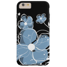 Cool Modern Girly Blue and White Flowers