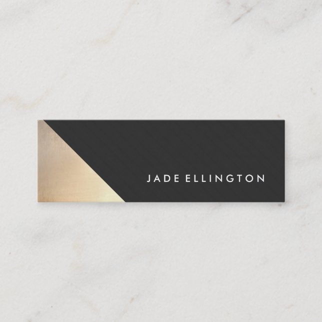 Cool Modern Gold Black and Gold Geometric Designer Mini Business Card (Front)