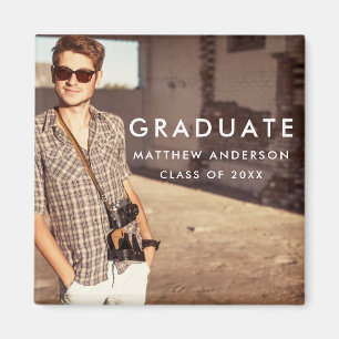Cool Modern Graduation Announcement Photo Magnet