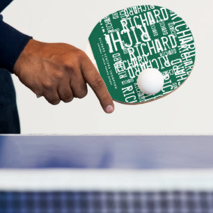 Cool Modern Green Table-Tennis-Paddle with Name Ping Pong Paddle
