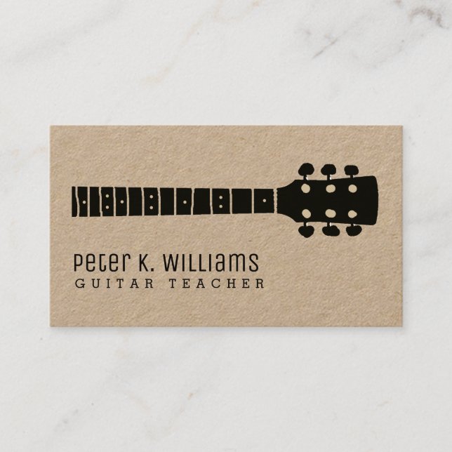  Cool Modern Guitar Teacher Business Card (Front)