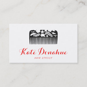 Cool Modern Hairstylist Floral Comb Hair Salon Business Card