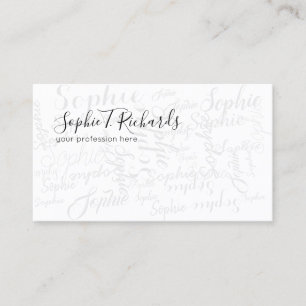 cool modern handwritten font style b/w business card