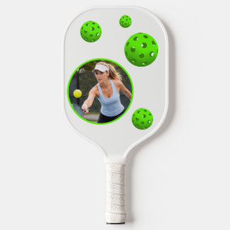 Cool Modern Initial Name Photo Pickleball Paddle