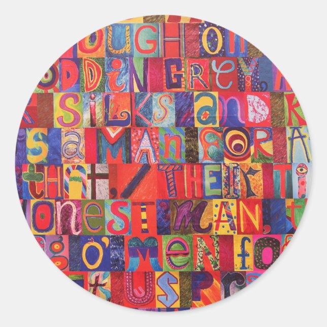 Cool modern letter mosaic classic round sticker (Front)