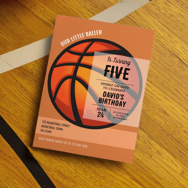 Cool Modern Little Baller Basketball Birthday Invitation (Creator Uploaded)