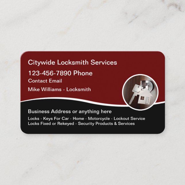 Cool Modern Locksmith Business Cards (Front)