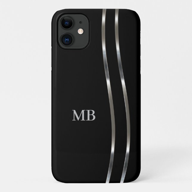 Cool Modern Men's Business Monogram Case-Mate iPhone Case (Back)