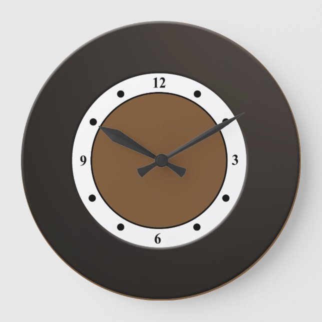 Cool Modern Metallic Black Frame on any Colour Large Clock (Front)