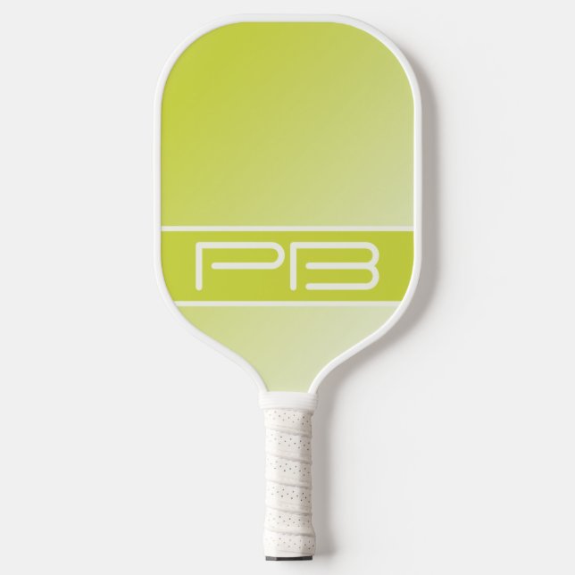 Cool Modern Minimalist Initials Gradient Green Fun Pickleball Paddle (Front)