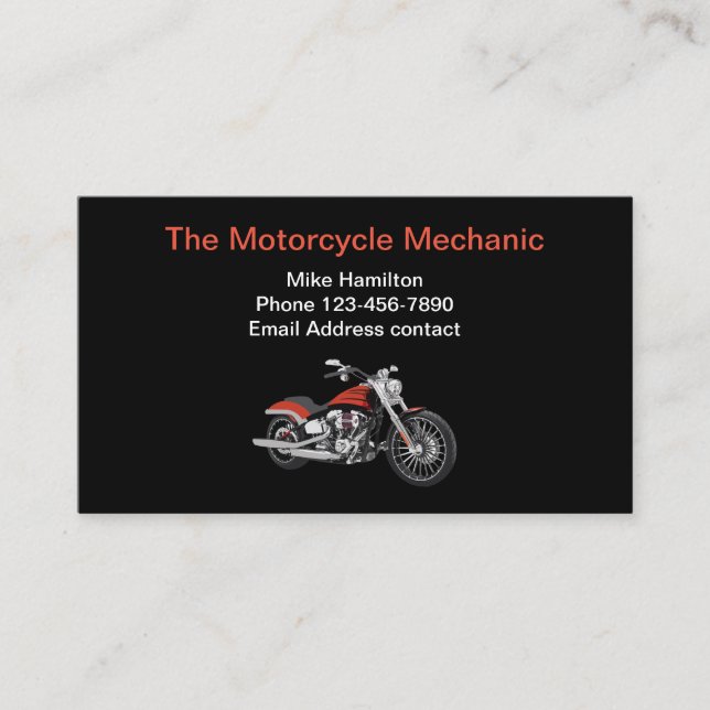 Cool Modern Motorcycle Mechanic  Business Card (Front)