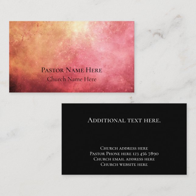 Cool Modern Nebula Custom Pastor Contact Business Card (Front/Back)