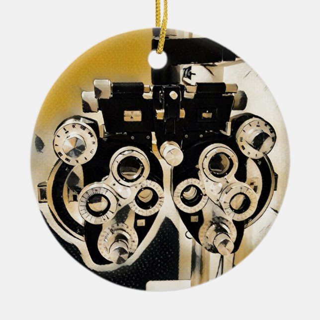 Cool Modern Optometrists Phoroptor Lenses Ceramic Tree Decoration (Front)