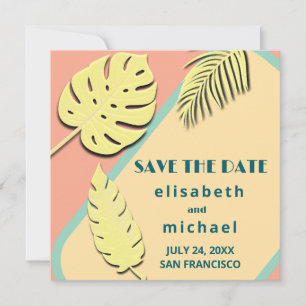 Cool modern pastel summer tropical  save the date