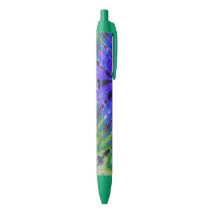 Cool Modern Peacock Blue Green Batik Tie Dye Print Black Ink Pen
