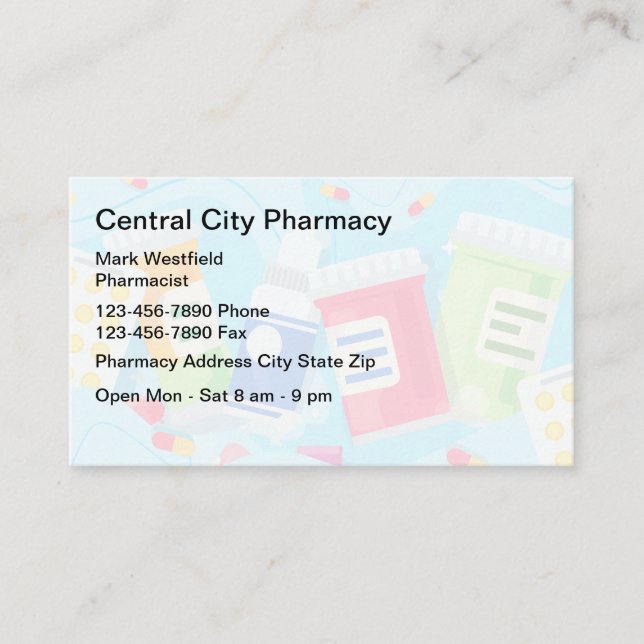 Cool Modern Pharmacy Pharmacist Business Cards (Front)