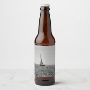 Cool modern photo of sail boat in summer beer bottle label