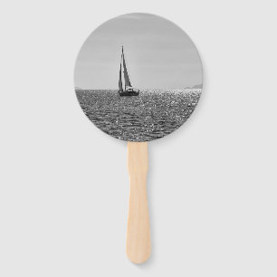 Cool modern photo of sail boat in summer hand fan