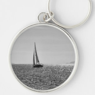 Cool modern photo of sail boat in summer key ring