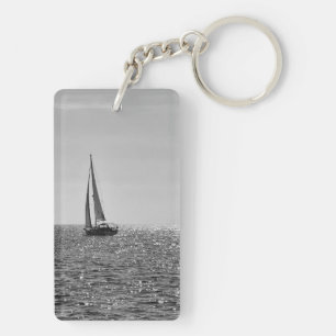 Cool modern photo of sail boat in summer key ring