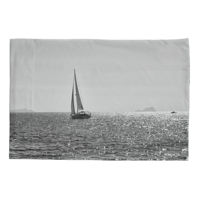 Cool modern photo of sail boat in summer pillowcase (Back)
