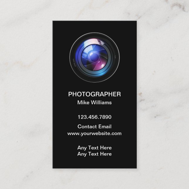 Cool Modern Photographer Business Cards 2 (Front)